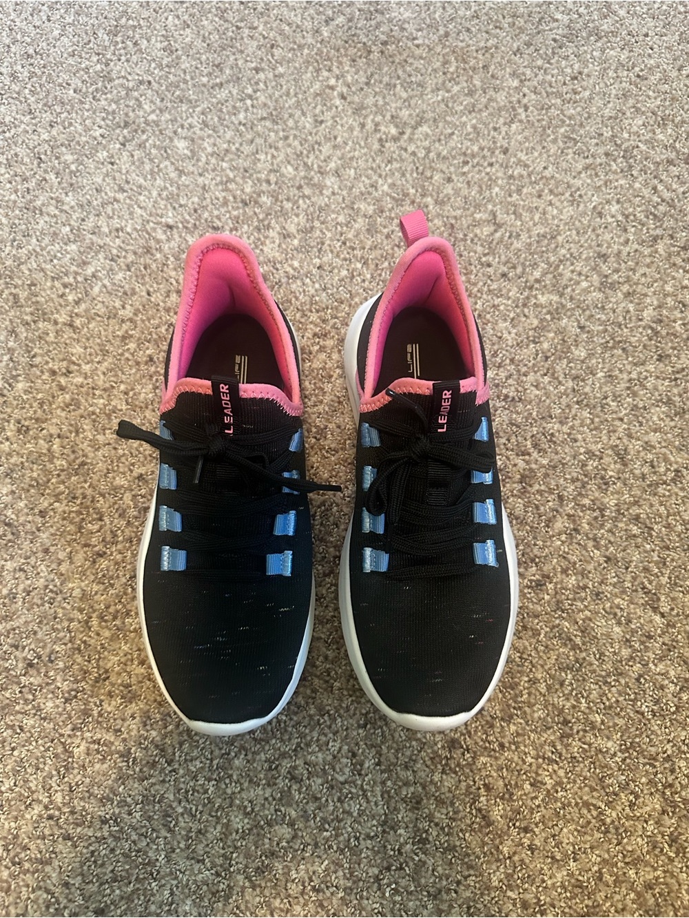 Women's Black Athletic Sneakers with Pink Lining